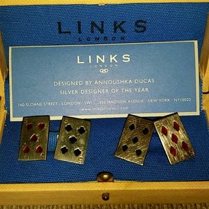 Silver poker card cufflinks